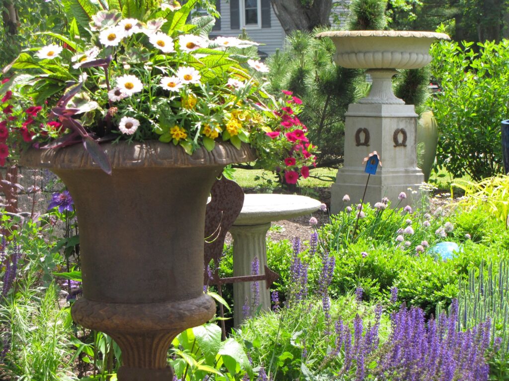 Colorful garden at a beautiful nursery.